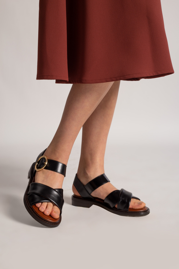 【関税込み】See by Chloe ブラック Lyna ヒールサンダル SEE BY CHLOÉ Lyna leather platform sandals | NET-A-PORTER